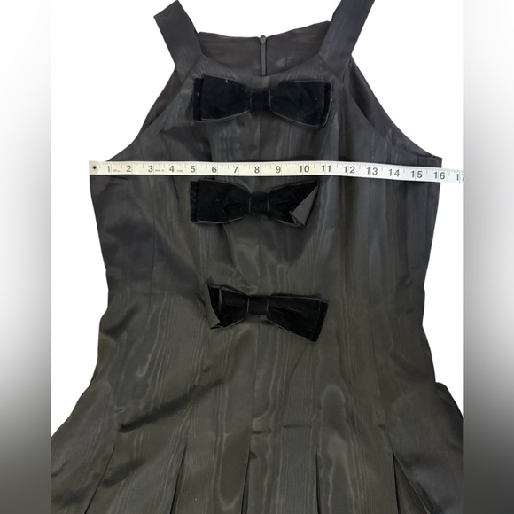 David Meister Black Taffeta Midi Dress Velvet Bow Cocktail Evening Formal 6 - Picture 8 of 11